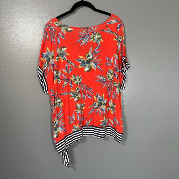 Lascana for Venus Red Tropical Print Casual Vacation Top - 1X - Womens Plus Size - Picture 7 of 7